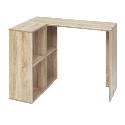 Baillie 35.4 in. L-Shape Beech Manuefactured Wood Computer Desk With Open Shelves by Homy Casa