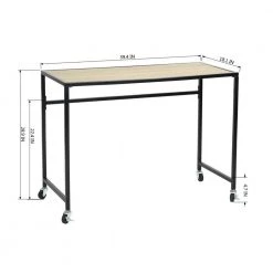 Waikaia 39.4 in. Rectangular Light Brown Writing Desk with Wheels by Homy Casa -Homy Casa Shop beech homy casa writing desks waikaia table 76 1000