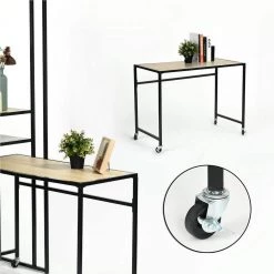 Waikaia 39.4 in. Rectangular Light Brown Writing Desk with Wheels by Homy Casa -Homy Casa Shop beech homy casa writing desks waikaia table 77 1000