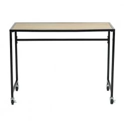 Waikaia 39.4 in. Rectangular Light Brown Writing Desk with Wheels by Homy Casa -Homy Casa Shop beech homy casa writing desks waikaia table c3 1000
