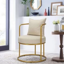 Living Room Beige Fabric Leisure Chair Arm Chair by Homy Casa -Homy Casa Shop beige homy casa accent chairs kanter beige 31 1000