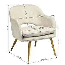 Lindsay Beige Velvet Accent Chair Arm Chair by Homy Casa -Homy Casa Shop beige homy casa accent chairs lindsay beige 1pcs 76 1000