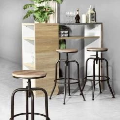 Anacletus 30.3 in. Beige Metal Frame Height Adjustable Bar Stool (Set of 2) by Homy Casa -Homy Casa Shop beige homy casa bar stools hd anacletus oak lmkz 31 1000