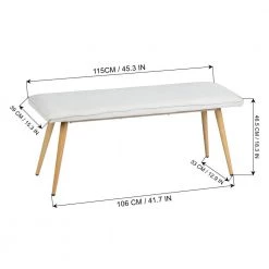 Nuhu Beige Fabric Upholstered Oak Metal Legs Bench( 18.3 in H * 45.3 in W * 15.3 in D） by Homy Casa -Homy Casa Shop beige homy casa bedroom benches hd nuhu beige oak leg 44 1000