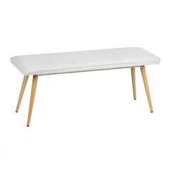 Nuhu Beige Fabric Upholstered Oak Metal Legs Bench( 18.3 in H * 45.3 in W * 15.3 in D） by Homy Casa