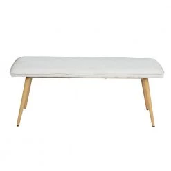 Nuhu Beige Fabric Upholstered Oak Metal Legs Bench( 18.3 in H * 45.3 in W * 15.3 in D） by Homy Casa -Homy Casa Shop beige homy casa bedroom benches hd nuhu beige oak leg c3 1000