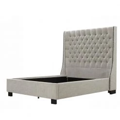 Paulette 89 in. W Beige Line Tufted Wood Frame Queen Platform Bed by Homy Casa -Homy Casa Shop beige homy casa platform beds hd paulette queen c3 1000