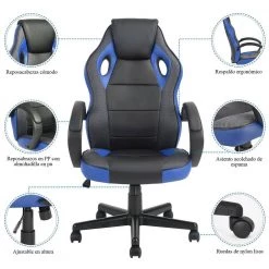 Tunney Blue PU Racing Gaming Chair by Homy Casa -Homy Casa Shop black blue homy casa gaming chairs tunney blue lmkz 1f 1000