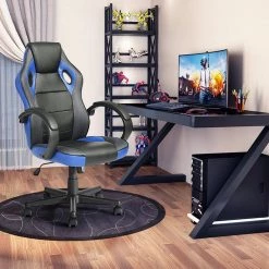 Tunney Blue PU Racing Gaming Chair by Homy Casa -Homy Casa Shop black blue homy casa gaming chairs tunney blue lmkz 44 1000