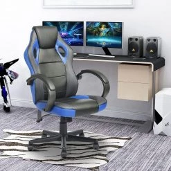 Tunney Blue PU Racing Gaming Chair by Homy Casa
