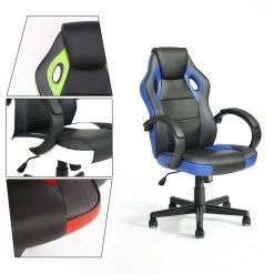 Tunney Blue PU Racing Gaming Chair by Homy Casa -Homy Casa Shop black blue homy casa gaming chairs tunney blue lmkz 76 1000