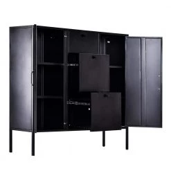 Stanic Black Metal Storage Cabinet With 2-Door, 3-Drawer by Homy Casa -Homy Casa Shop black homy casa accent cabinets stanic black c3 1000