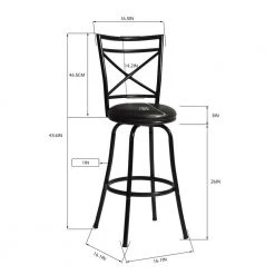 Bailan 29 in. Black High Back Metal Frame Barstool With Faux Leather Swivel Seat(Set of 2) by Homy Casa -Homy Casa Shop black homy casa bar stools bailan 1f 1000