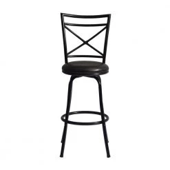 Bailan 29 in. Black High Back Metal Frame Barstool With Faux Leather Swivel Seat(Set of 2) by Homy Casa -Homy Casa Shop black homy casa bar stools bailan 44 1000