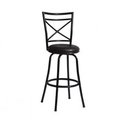 Bailan 29 in. Black High Back Metal Frame Barstool With Faux Leather Swivel Seat(Set of 2) by Homy Casa -Homy Casa Shop black homy casa bar stools bailan 4f 1000