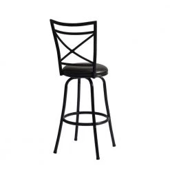 Bailan 29 in. Black High Back Metal Frame Barstool With Faux Leather Swivel Seat(Set of 2) by Homy Casa -Homy Casa Shop black homy casa bar stools bailan fa 1000