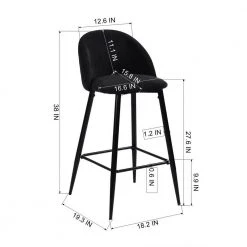 Haseeb 38 in. Black Low Back Metal Frame Bar stool With Fabric Seat ( Set of 2) by Homy Casa 20 Haseeb 38 in. Black Low Back Metal Frame Bar stool With Fabric Seat ( Set of 2) by Homy Casa -Homy Casa Shop black homy casa bar stools haseeb terry black 44 1000