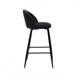 Haseeb 38 in. Black Low Back Metal Frame Bar stool With Fabric Seat ( Set of 2) by Homy Casa 18 Haseeb 38 in. Black Low Back Metal Frame Bar stool With Fabric Seat ( Set of 2) by Homy Casa -Homy Casa Shop black homy casa bar stools haseeb terry black 4f 1000