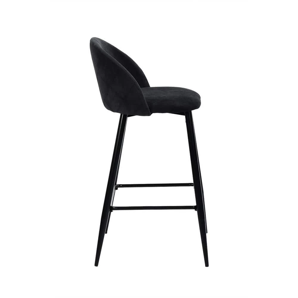 Haseeb 38 in. Black Low Back Metal Frame Bar stool With Fabric Seat ( Set of 2) by Homy Casa 8 Haseeb 38 in. Black Low Back Metal Frame Bar stool With Fabric Seat ( Set of 2) by Homy Casa - Image 6