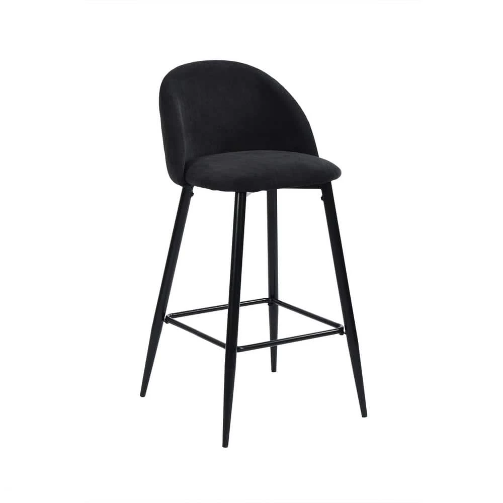 Haseeb 38 in. Black Low Back Metal Frame Bar stool With Fabric Seat ( Set of 2) by Homy Casa 3 Haseeb 38 in. Black Low Back Metal Frame Bar stool With Fabric Seat ( Set of 2) by Homy Casa