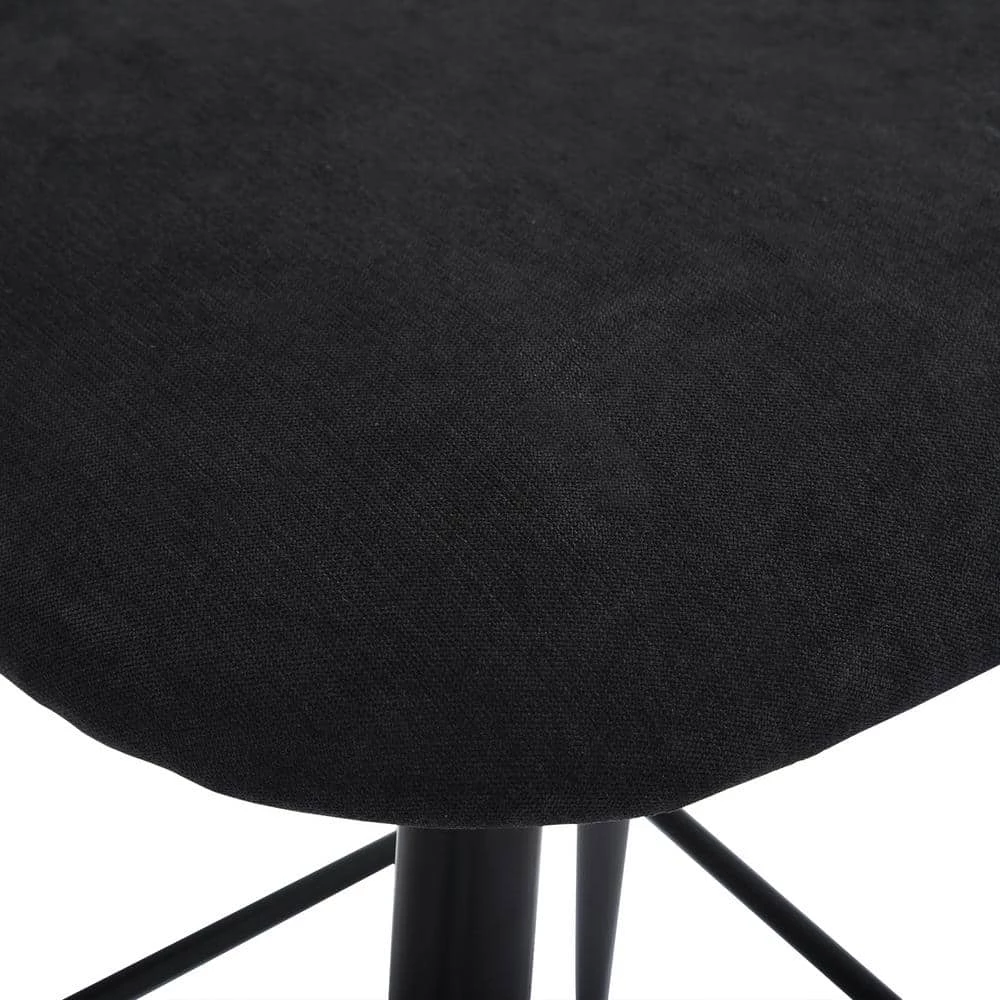 Haseeb 38 in. Black Low Back Metal Frame Bar stool With Fabric Seat ( Set of 2) by Homy Casa 6 Haseeb 38 in. Black Low Back Metal Frame Bar stool With Fabric Seat ( Set of 2) by Homy Casa - Image 4