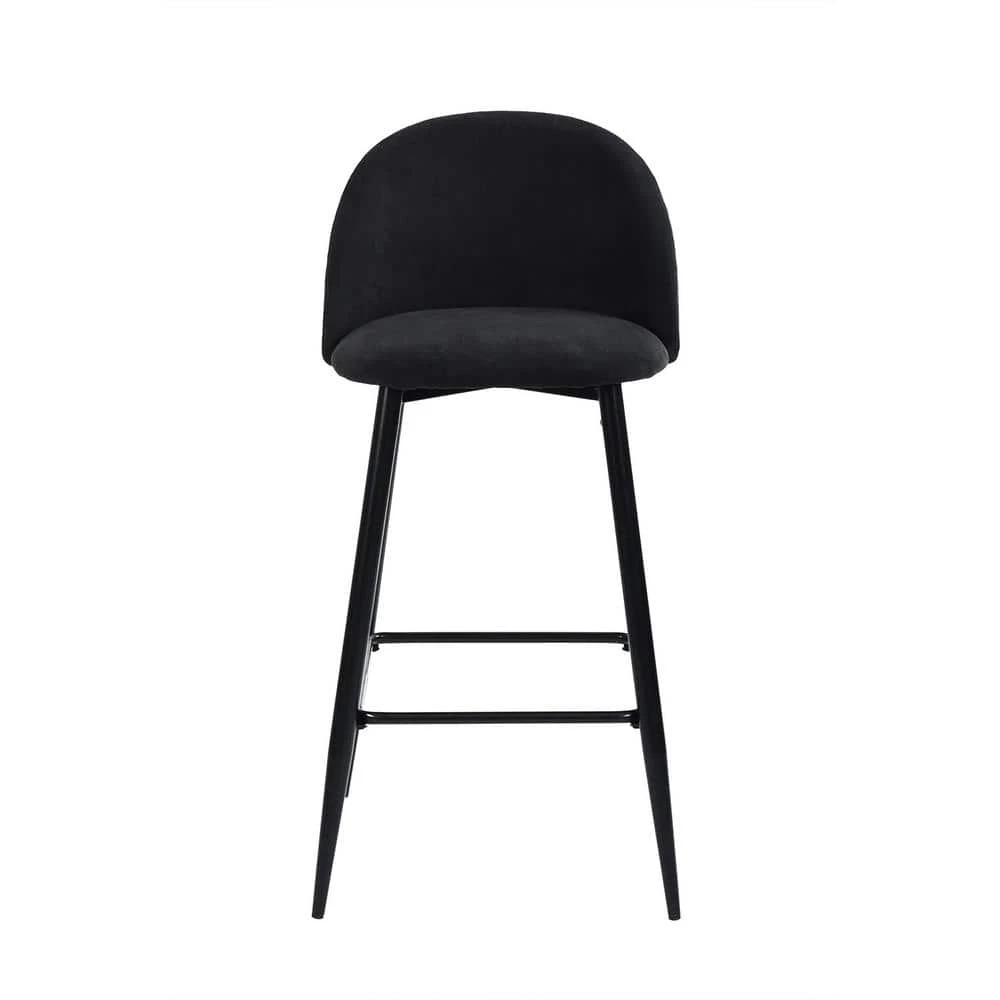 Haseeb 38 in. Black Low Back Metal Frame Bar stool With Fabric Seat ( Set of 2) by Homy Casa 7 Haseeb 38 in. Black Low Back Metal Frame Bar stool With Fabric Seat ( Set of 2) by Homy Casa - Image 5