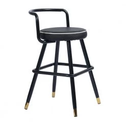 BALLON 31.5in.Black Low Back Metal Frame Cushioned Bar Stool with PU seat (Set of 2) by Homy Casa -Homy Casa Shop black homy casa bar stools hd ballon counter bar black 1f 1000