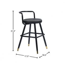 BALLON 31.5in.Black Low Back Metal Frame Cushioned Bar Stool with PU seat (Set of 2) by Homy Casa -Homy Casa Shop black homy casa bar stools hd ballon counter bar black 40 1000