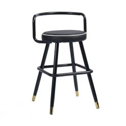 BALLON 31.5in.Black Low Back Metal Frame Cushioned Bar Stool with PU seat (Set of 2) by Homy Casa