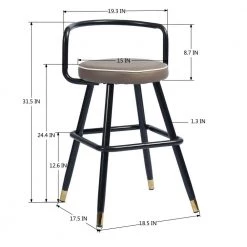 BALLON 31.5in. LETTES Low Back Metal Frame Cushioned Bar Stool with PU seat (Set of 2) by Homy Casa -Homy Casa Shop black homy casa bar stools hd ballon counter bar lettes 44 1000
