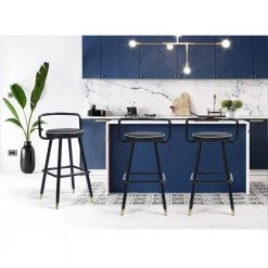 Ballon 28.7 in. Metal Frame Upholstery High Barstool With Pu Seat(set of 2) by Homy Casa -Homy Casa Shop black homy casa bar stools hd ballon high bar black 31 1000