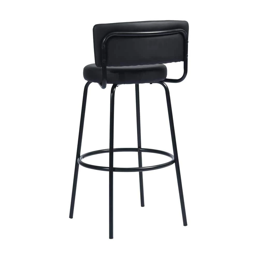 Chive 28.7 in. Black Metal Frame LowBack Bar Stool with Faux Leather Seat (Set of 2) by Homy Casa 9 Chive 28.7 in. Black Metal Frame LowBack Bar Stool with Faux Leather Seat (Set of 2) by Homy Casa - Image 7
