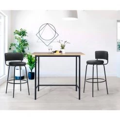 Chive 28.7 in. Black Metal Frame LowBack Bar Stool with Faux Leather Seat (Set of 2) by Homy Casa 23 Chive 28.7 in. Black Metal Frame LowBack Bar Stool with Faux Leather Seat (Set of 2) by Homy Casa -Homy Casa Shop black homy casa bar stools hd chive high bar black 31 1000