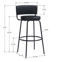 Chive 28.7 in. Black Metal Frame LowBack Bar Stool with Faux Leather Seat (Set of 2) by Homy Casa 20 Chive 28.7 in. Black Metal Frame LowBack Bar Stool with Faux Leather Seat (Set of 2) by Homy Casa -Homy Casa Shop black homy casa bar stools hd chive high bar black 44 1000