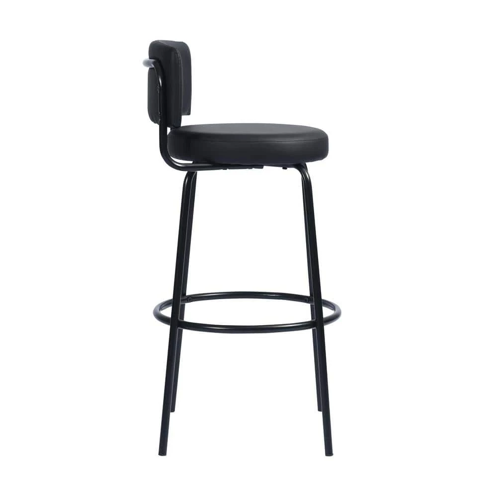 Chive 28.7 in. Black Metal Frame LowBack Bar Stool with Faux Leather Seat (Set of 2) by Homy Casa 8 Chive 28.7 in. Black Metal Frame LowBack Bar Stool with Faux Leather Seat (Set of 2) by Homy Casa - Image 6