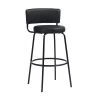 Chive 28.7 in. Black Metal Frame LowBack Bar Stool with Faux Leather Seat (Set of 2) by Homy Casa