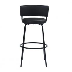 Chive 28.7 in. Black Metal Frame LowBack Bar Stool with Faux Leather Seat (Set of 2) by Homy Casa 17 Chive 28.7 in. Black Metal Frame LowBack Bar Stool with Faux Leather Seat (Set of 2) by Homy Casa -Homy Casa Shop black homy casa bar stools hd chive high bar black c3 1000
