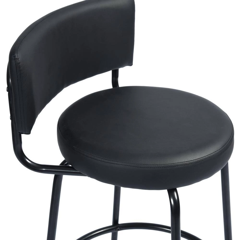 Chive 28.7 in. Black Metal Frame LowBack Bar Stool with Faux Leather Seat (Set of 2) by Homy Casa 11 Chive 28.7 in. Black Metal Frame LowBack Bar Stool with Faux Leather Seat (Set of 2) by Homy Casa - Image 9