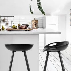 Fiyan 28.5 in. Black Metal Frame Bar Stool with Black PP Seat( Set of 2) by Homy Casa -Homy Casa Shop black homy casa bar stools hd fiyan pp full bk middle bar 31 1000