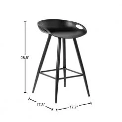 Fiyan 28.5 in. Black Metal Frame Bar Stool with Black PP Seat( Set of 2) by Homy Casa -Homy Casa Shop black homy casa bar stools hd fiyan pp full bk middle bar 40 1000