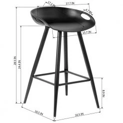 Fiyan 28.5 in. Black Metal Frame Bar Stool with Black PP Seat( Set of 2) by Homy Casa -Homy Casa Shop black homy casa bar stools hd fiyan pp full bk middle bar 44 1000