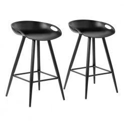 Fiyan 28.5 in. Black Metal Frame Bar Stool with Black PP Seat( Set of 2) by Homy Casa