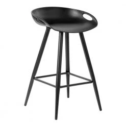 Fiyan 28.5 in. Black Metal Frame Bar Stool with Black PP Seat( Set of 2) by Homy Casa -Homy Casa Shop black homy casa bar stools hd fiyan pp full bk middle bar 77 1000