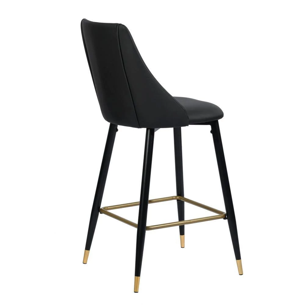 Smeg 38.4 in. Black Low Back Metal Frame Cushioned Bar Stool with PU seat (Set of 2) by Homy Casa 7 Smeg 38.4 in. Black Low Back Metal Frame Cushioned Bar Stool with PU seat (Set of 2) by Homy Casa - Image 5