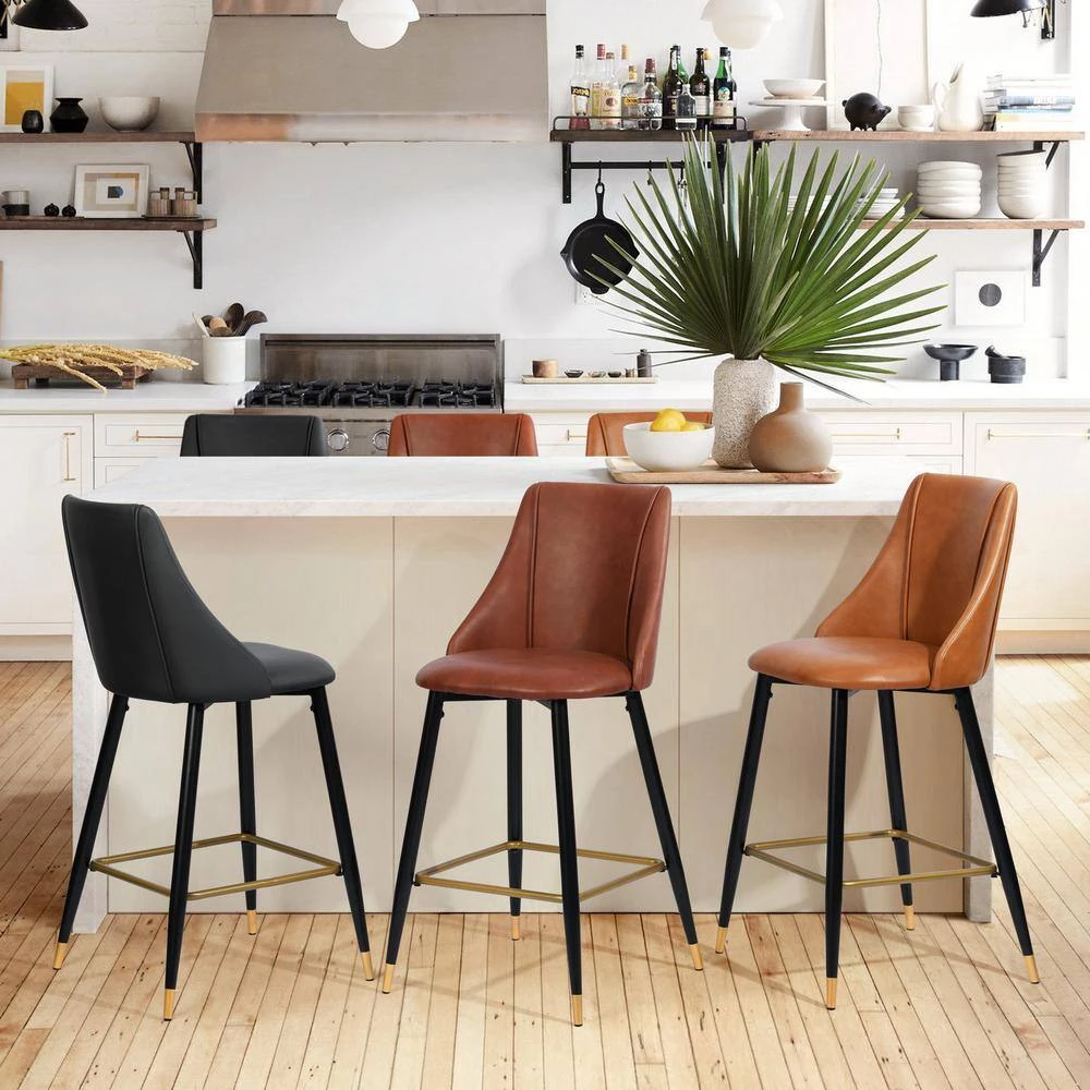 Smeg 38.4 in. Black Low Back Metal Frame Cushioned Bar Stool with PU seat (Set of 2) by Homy Casa 11 Smeg 38.4 in. Black Low Back Metal Frame Cushioned Bar Stool with PU seat (Set of 2) by Homy Casa - Image 9