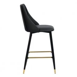 Smeg 38.4 in. Black Low Back Metal Frame Cushioned Bar Stool with PU seat (Set of 2) by Homy Casa 14 Smeg 38.4 in. Black Low Back Metal Frame Cushioned Bar Stool with PU seat (Set of 2) by Homy Casa -Homy Casa Shop black homy casa bar stools hd smeg bar black pu black gold leg 4f 1000