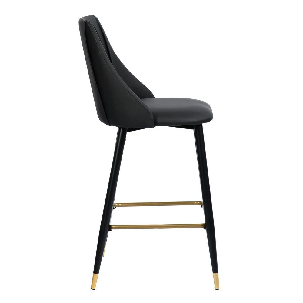 Smeg 38.4 in. Black Low Back Metal Frame Cushioned Bar Stool with PU seat (Set of 2) by Homy Casa 6 Smeg 38.4 in. Black Low Back Metal Frame Cushioned Bar Stool with PU seat (Set of 2) by Homy Casa - Image 4