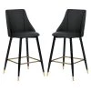 Smeg 38.4 in. Black Low Back Metal Frame Cushioned Bar Stool with PU seat (Set of 2) by Homy Casa -Homy Casa Shop black homy casa bar stools hd smeg bar black pu black gold leg 64 1000