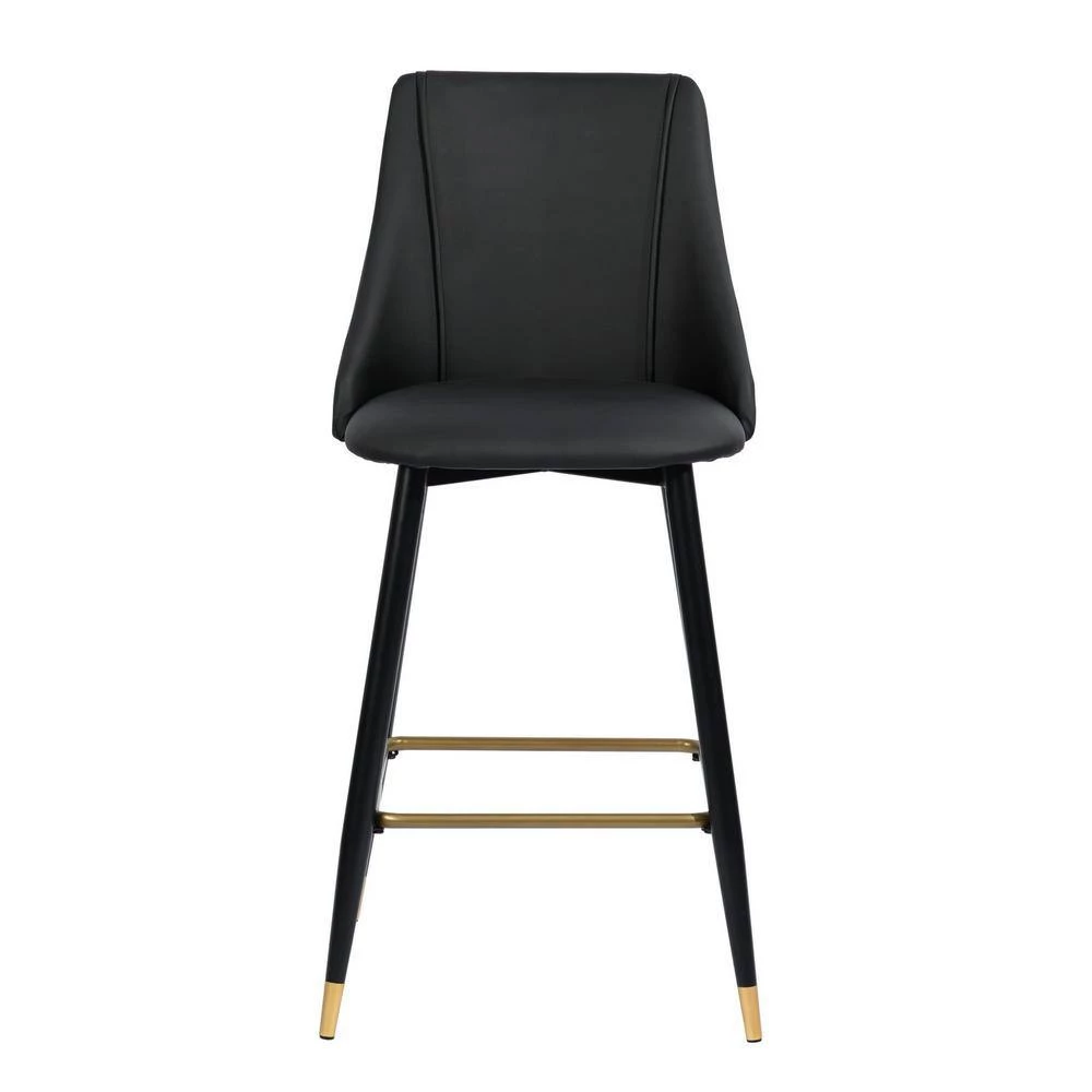 Smeg 38.4 in. Black Low Back Metal Frame Cushioned Bar Stool with PU seat (Set of 2) by Homy Casa 5 Smeg 38.4 in. Black Low Back Metal Frame Cushioned Bar Stool with PU seat (Set of 2) by Homy Casa - Image 3