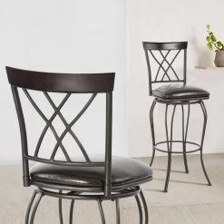 Wichita 43.9 in. Black High Back Metal Bar Stool with Swivel Function (Set of 2) by Homy Casa -Homy Casa Shop black homy casa bar stools hd wichita 29 2pcs 31 1000